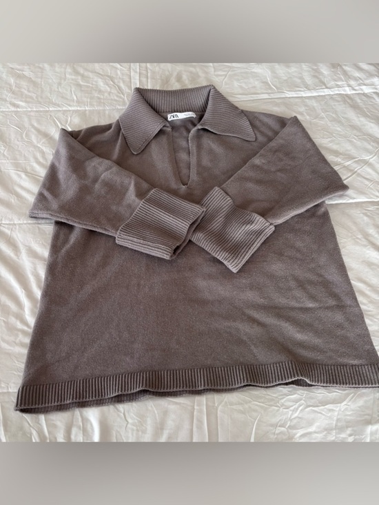Zara Sweaters - Zara Womns Taupe Polo Collar Knit Sweater small